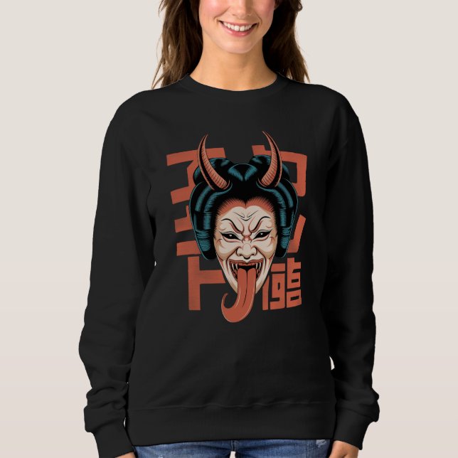Moletom Horror Japonês Geisha Demon Com Língua Longa (Frente)