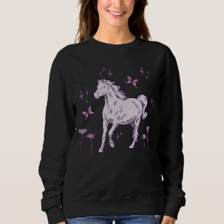 Moletom Horse and Butterfly Animal  Cute Kid Western Retro