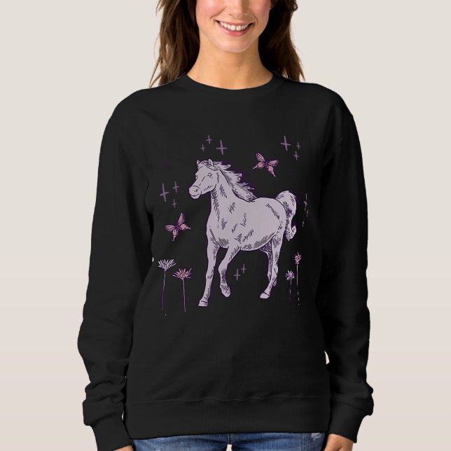 Moletom Horse and Butterfly Animal  Cute Kid Western Retro (Frente)