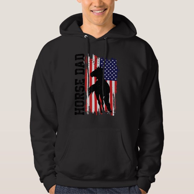 Moletom Horse Dad American Flag Like A Regular Dad But Coo (Frente)