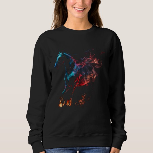 Moletom Horse Flames Horse  Retro Rider Horses (Frente)