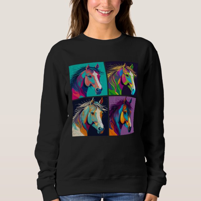 Moletom Horse Pop Art Design Illustration Colorful Animal  (Frente)