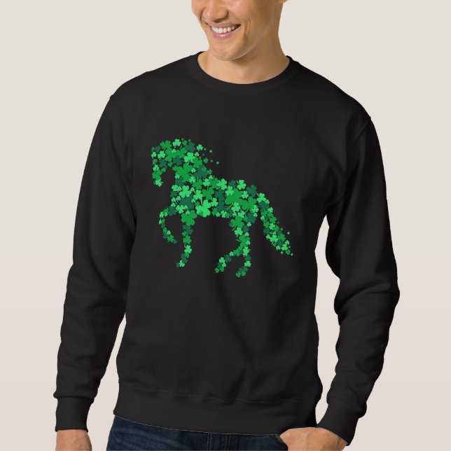 Moletom Horse Shamrock Horseback Riding Equestrian St Patr (Frente)