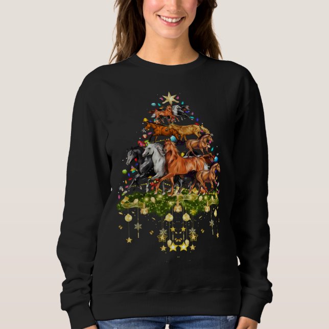 Moletom Horses Christmas Tree Lights Holiday Horse (Frente)