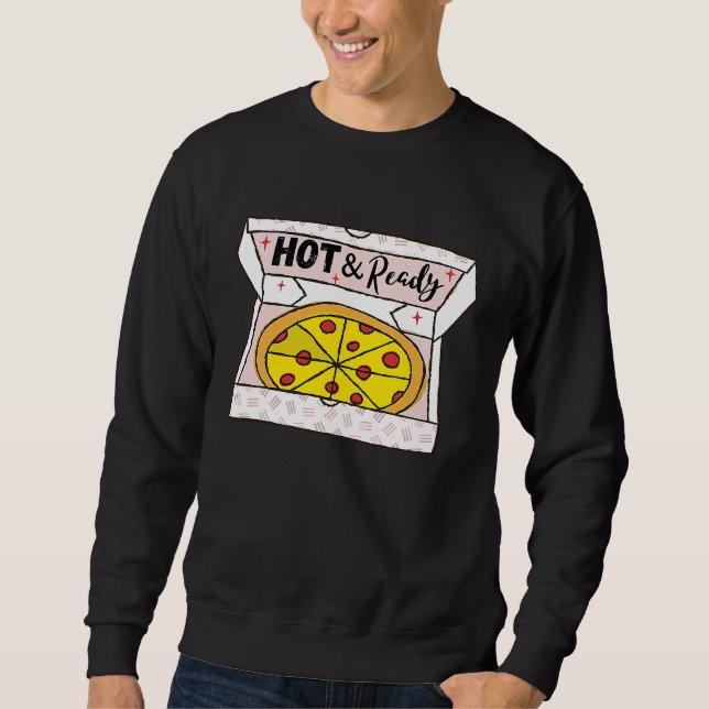 Moletom Hot And Ready Pizza Retro Valentine's Day Groovy R (Frente)