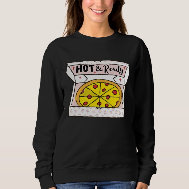 Moletom Hot And Ready Pizza Retro Valentine's Day Groovy R (Frente)