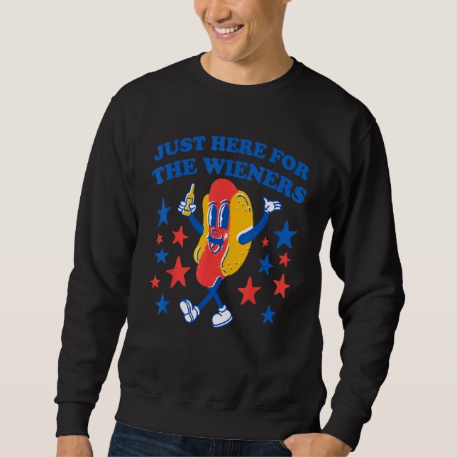 Moletom Hot Dog I m Just Here For The Wieners 4Th Of July  (Frente)