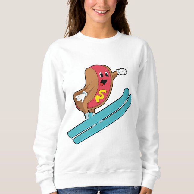 Moletom Hotdog como saltador de Esqui com Ski.PNG (Frente)