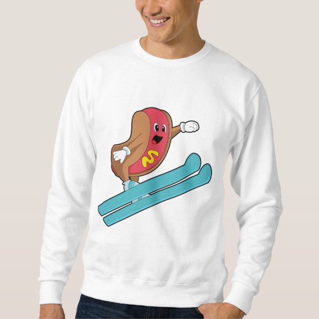 Moletom Hotdog como saltador de Esqui com Ski.PNG (Frente)