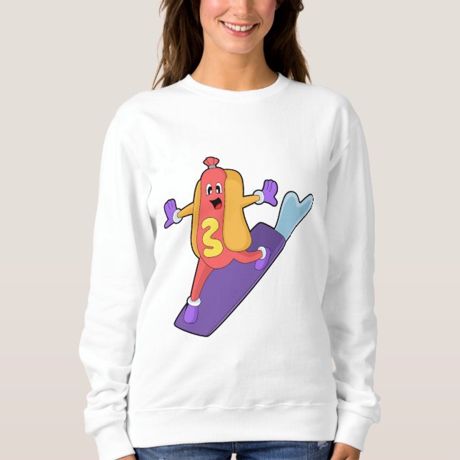Moletom Hotdog como Snowboarder com Sonowboard (Frente)