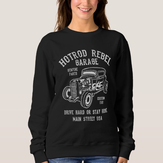 Moletom Hotrod Rebel Automotive Nostalgia Old Car Distress (Frente)