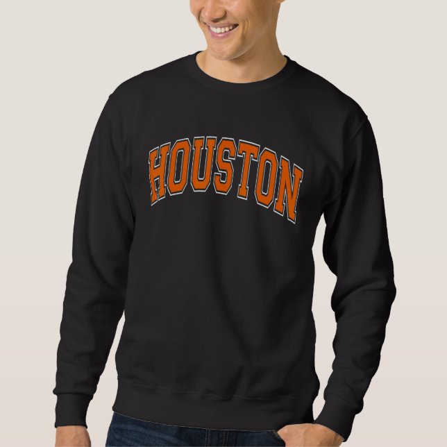 Moletom Houston Texas TX Varsity Style Orange Font (Frente)