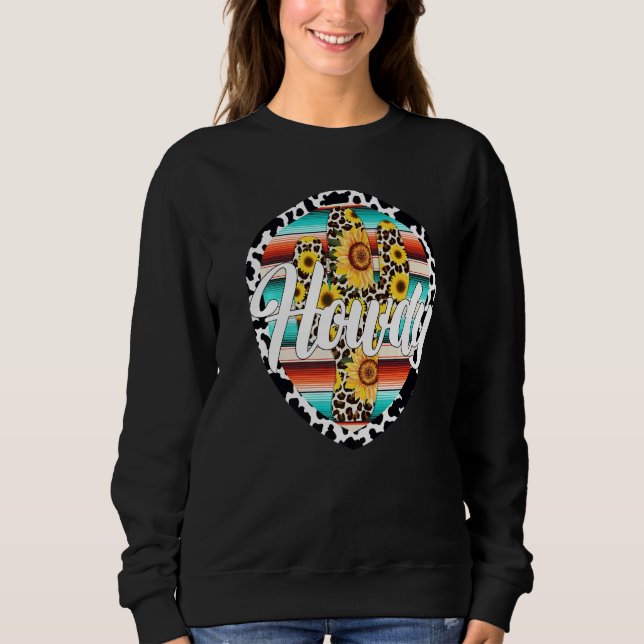 Moletom HOWDY  Cow Leopard Cactus Serape Cactus print Sunf (Frente)
