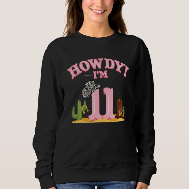 Moletom Howdy Cowgirl 11 Birthday Western Country Southe (Frente)