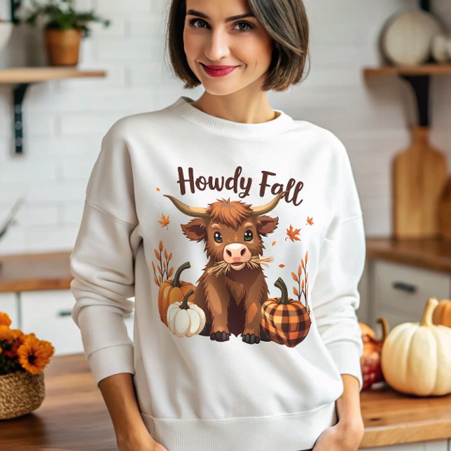 Moletom Howdy Fall Highland Cow Caiu no outono Ação de Gra (Criador carregado)