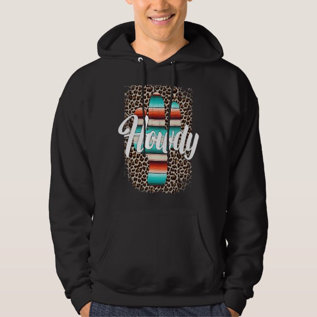 Moletom HOWDY Leopard Cactus Serape Cactus impressão Turqu (Frente)
