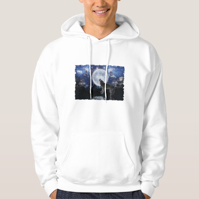 Moletom Howling Wolf, Lua e Inverno Selvagem Hoodie (Frente)
