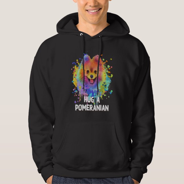 Moletom Hug a Pomeranian Dog  Sayings Pets Quotes Pom Pom (Frente)