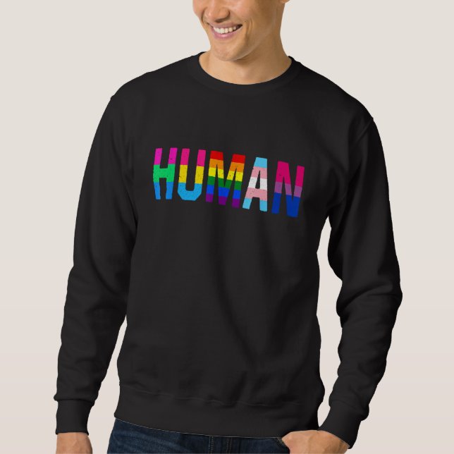 Moletom Human LGBT Flag Gay Pride LGBTQ Transgender Rainbo (Frente)