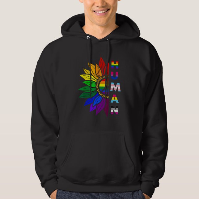 Moletom Human Sunflower Rainbow LGBT Flag Gay Pride Suppor (Frente)
