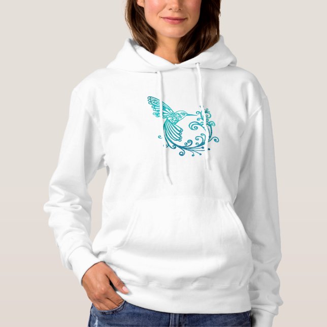 Moletom Hummingbird Estilizado com Aquarela Azul (Frente)