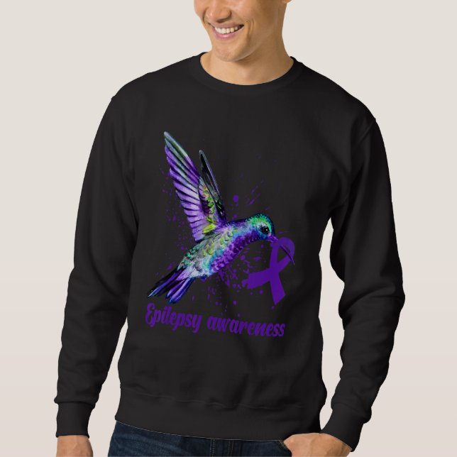 Moletom Hummingbird Purple Ribbon Epilepsy Awareness Month (Frente)
