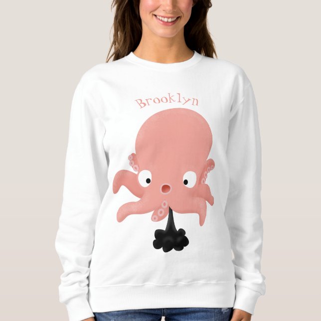 Moletom Humor animado de polvo de bebê rosa e bonito (Frente)