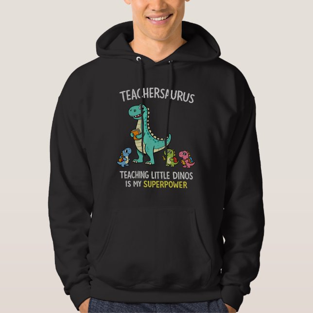 Moletom Humor de professor Teachersaurus com pequenos dino (Frente)
