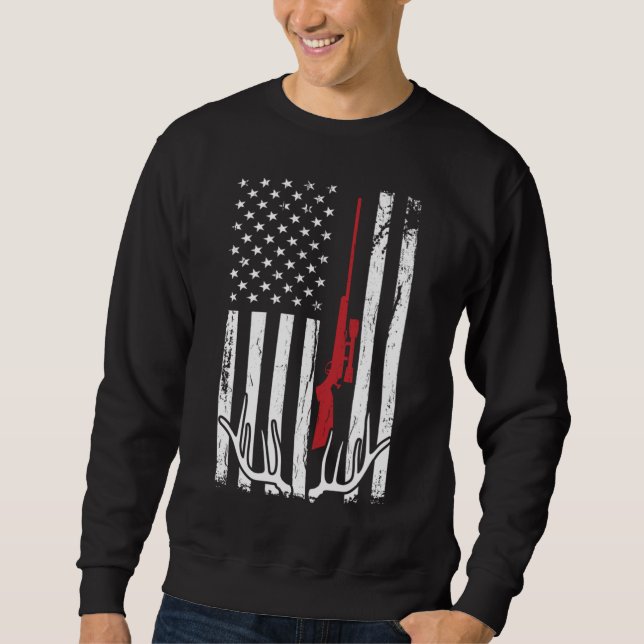Moletom Hunter American Flag USA Hunting Deer Gift (Frente)