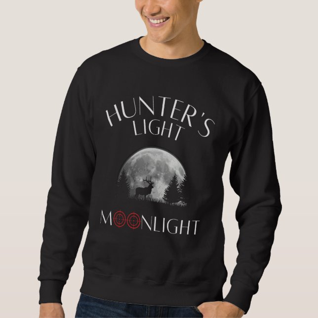 Moletom Hunting hunter light moonlight deer red deer rifle (Frente)