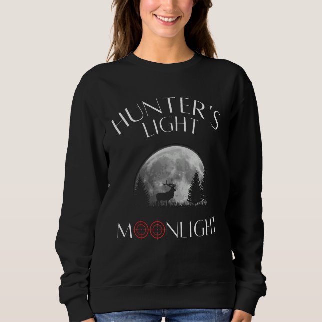 Moletom Hunting hunter light moonlight deer red deer rifle (Frente)