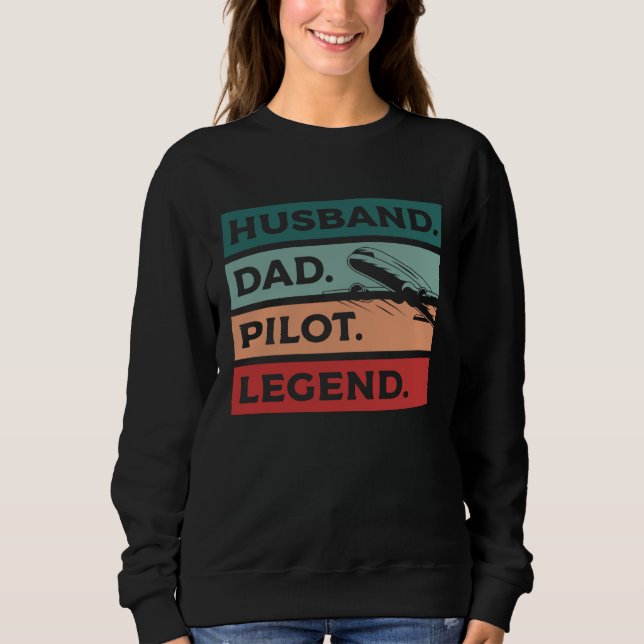Moletom Husband Dad Pilot Legend Aviation Aviator (Frente)