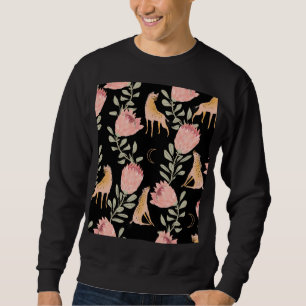 Moletom Hyena e Protea: Padrão de Vintagem Escura