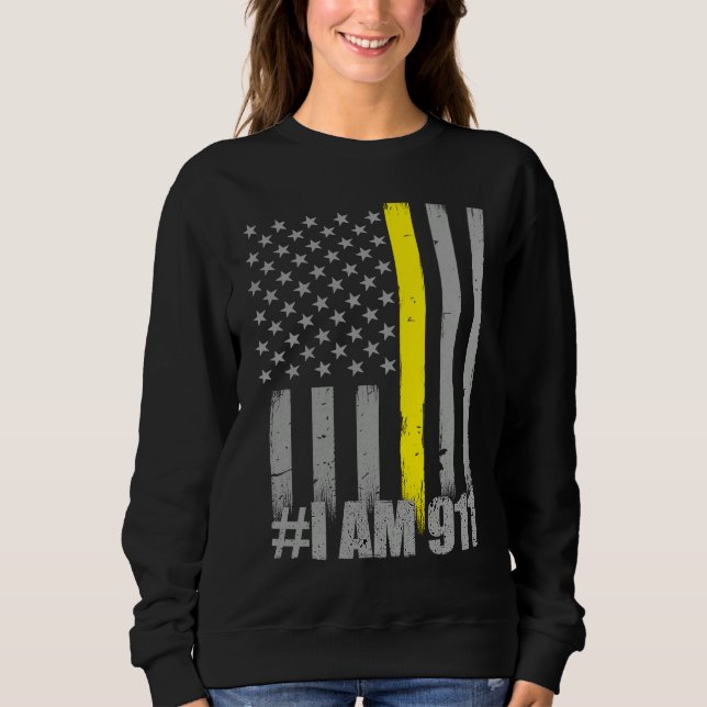 Moletom I Am 911  Thin Gold Line Flag  Police Dispatcher (Frente)
