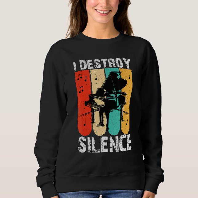 Moletom I Destroy Silence Piano Keyboard Player Keyboardis (Frente)