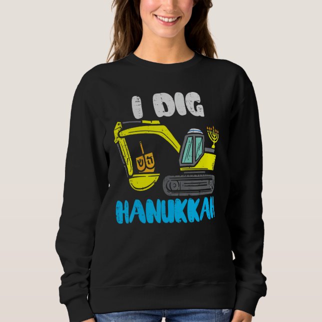 Moletom I Dig Hanukkah Excavator Construction Toddler Hanu (Frente)