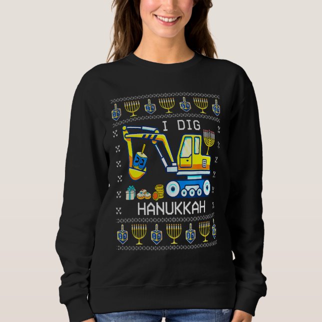 Moletom I Dig Hanukkah Excavator Construction Toddler Hanu (Frente)