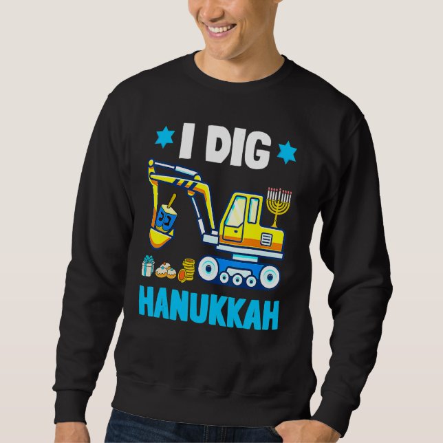 Moletom I Dig Hanukkah Excavator Construction Toddler Hanu (Frente)