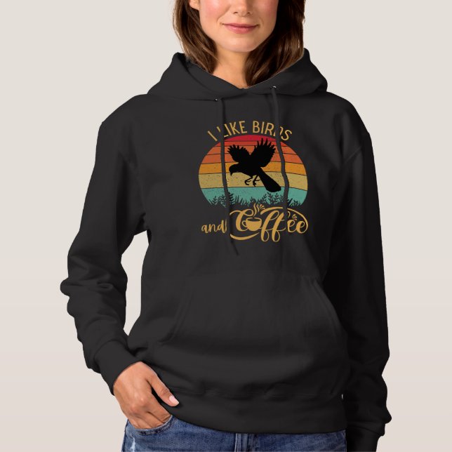 Moletom I Like Birds and Coffee Retro Sunset Birding Birdw (Frente)