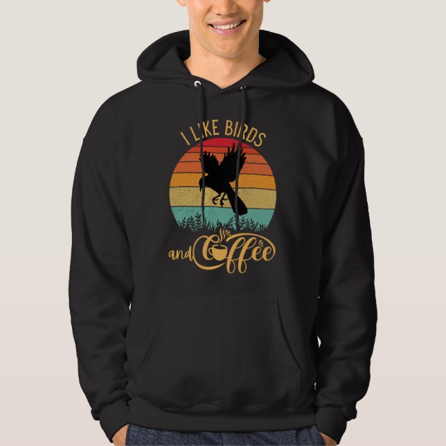 Moletom I Like Birds and Coffee Retro Sunset Birding Birdw (Frente)