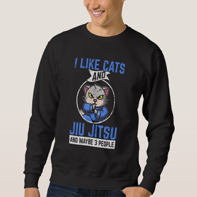 Moletom I Like Cats & Jiu Jitsu & Maybe 3 People Brazilian (Frente)