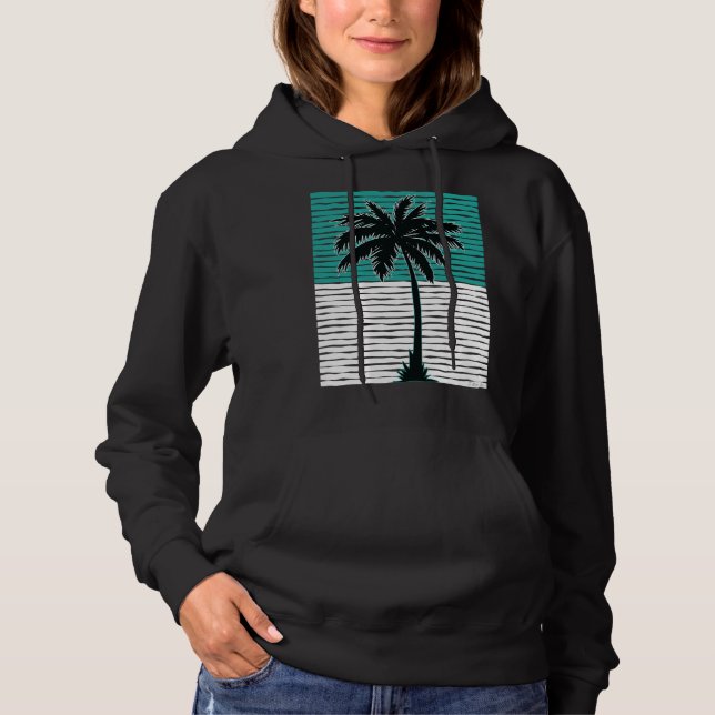 Moletom I Live Life Palm Tree Picture Cool Aqua Green Whit (Frente)
