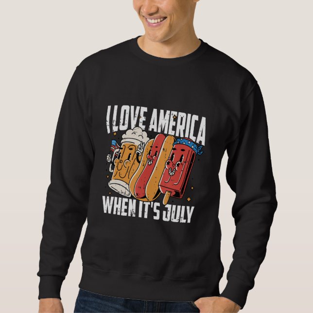 Moletom I Love America 4th Of July Hotdog Patriotic (Frente)
