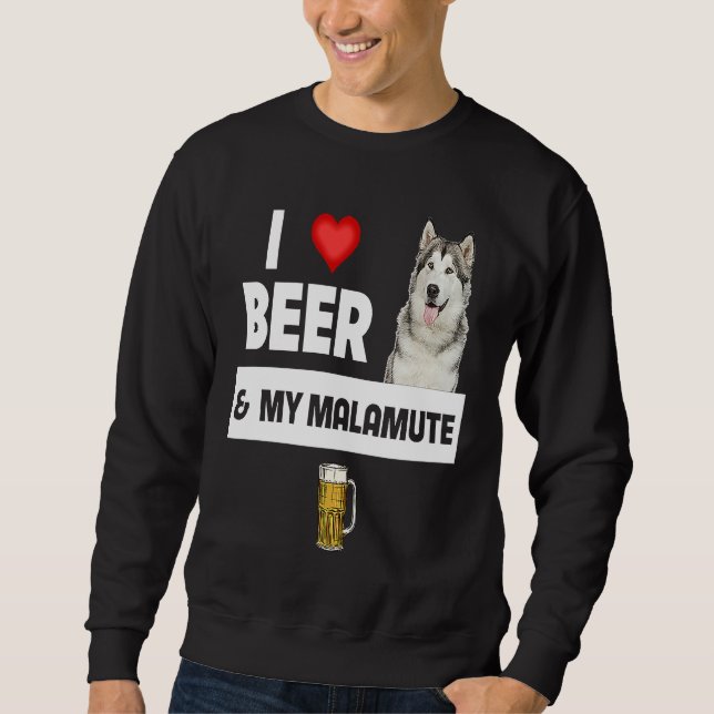 Moletom I Love Beer and My Alaskan Malamute Paws Mom Dad D (Frente)