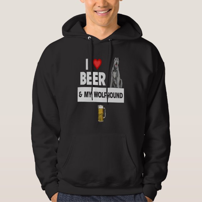 Moletom I Love Beer and My Irish Wolfhound Dog Mom Dad Dri (Frente)