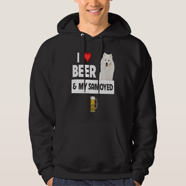 Moletom I Love Beer and My Samoyed Herding Paws Mom Dad Dr (Frente)