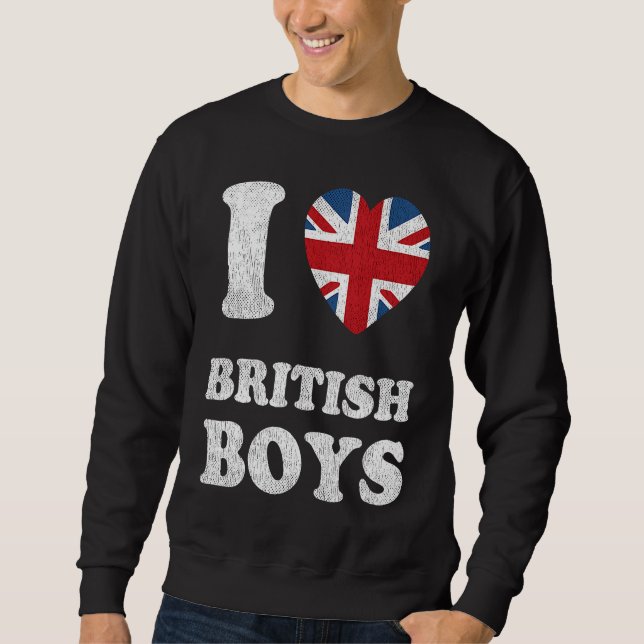 Moletom I Love British Boys UK Union Jack Heart Flag (Frente)