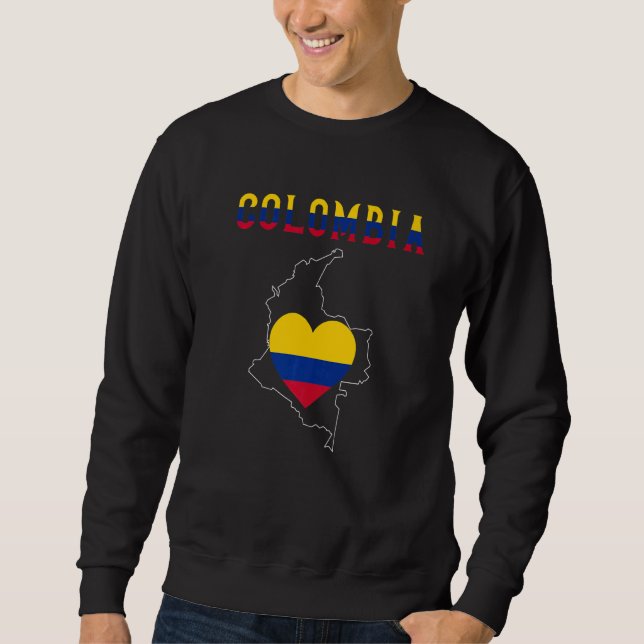Moletom I Love Colombia Flag Map Colombian Pride Souvenir  (Frente)