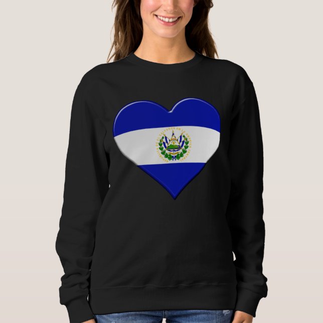 Moletom I love El Salvador National Flag Pride Heart (Frente)