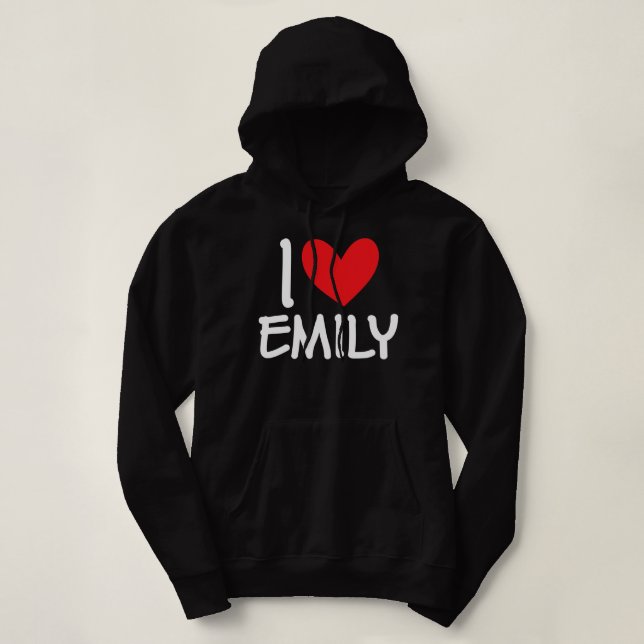 Moletom I Love Emily Name Personalized Girl Woman BFF (Frente do Design)